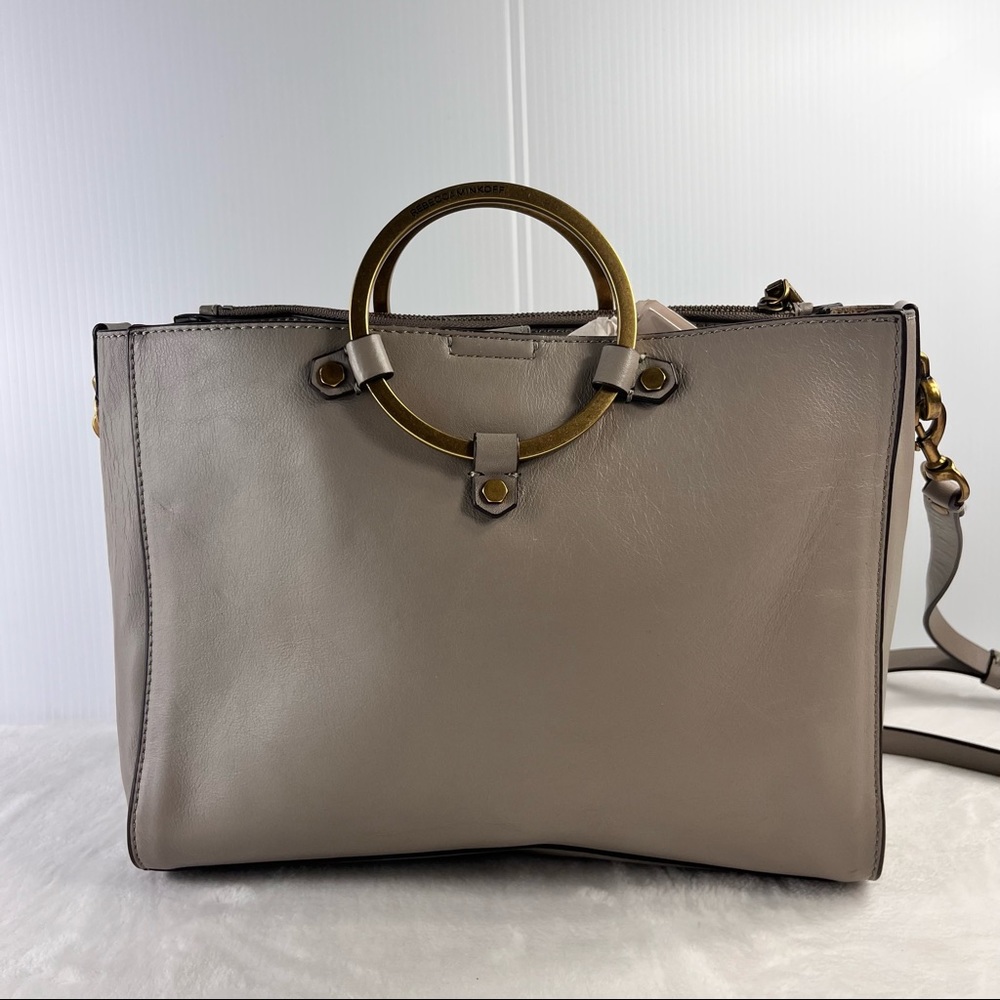 Rebecca Minkoff Ring Leather Satchel Bag Taupe - Picture 4 of 9